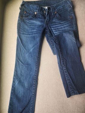 True Religion Billy Women’s Jeans Size 25 Made in USA Flap Pocket Blue Denim